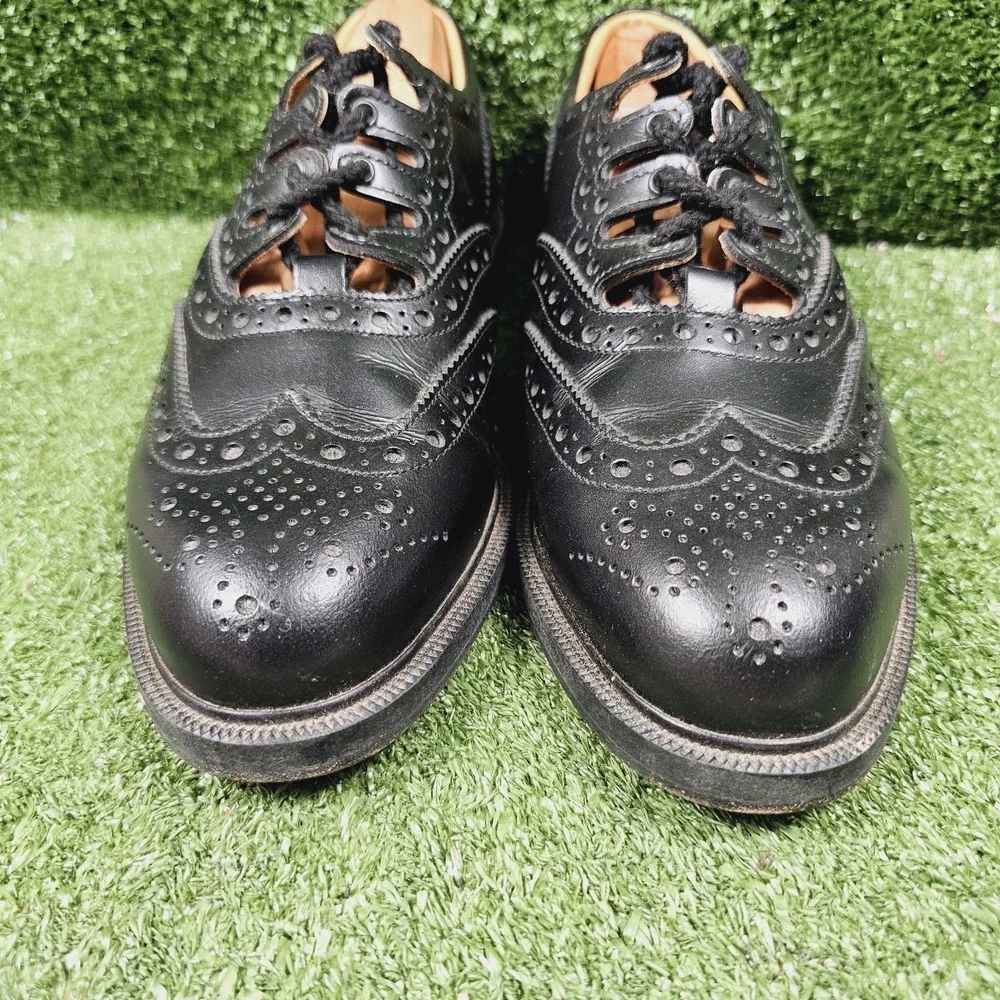 GAELIC THEMES Black Leather Traditional Piper Ghillie Celtic Shoes Mens US 9